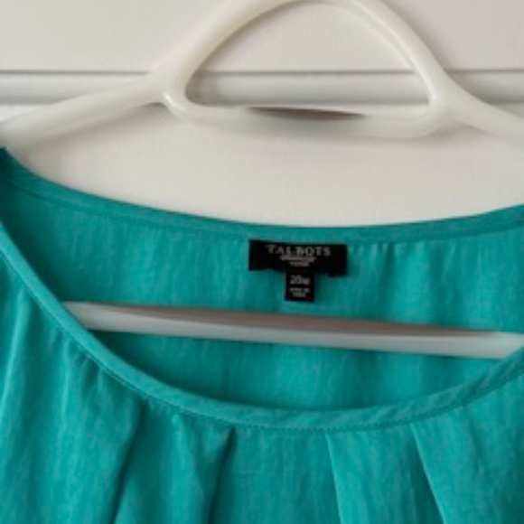 TALBOTS Woman 20W Teal/Turquoise Satin Balloon Sleeve Blouse - Picture 3 of 3